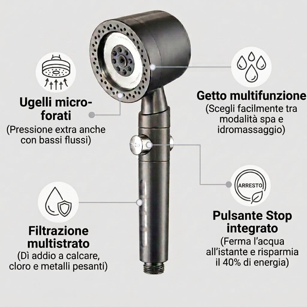 PURESTREAM - Il Doccino Filtrante d'Alta Pressione